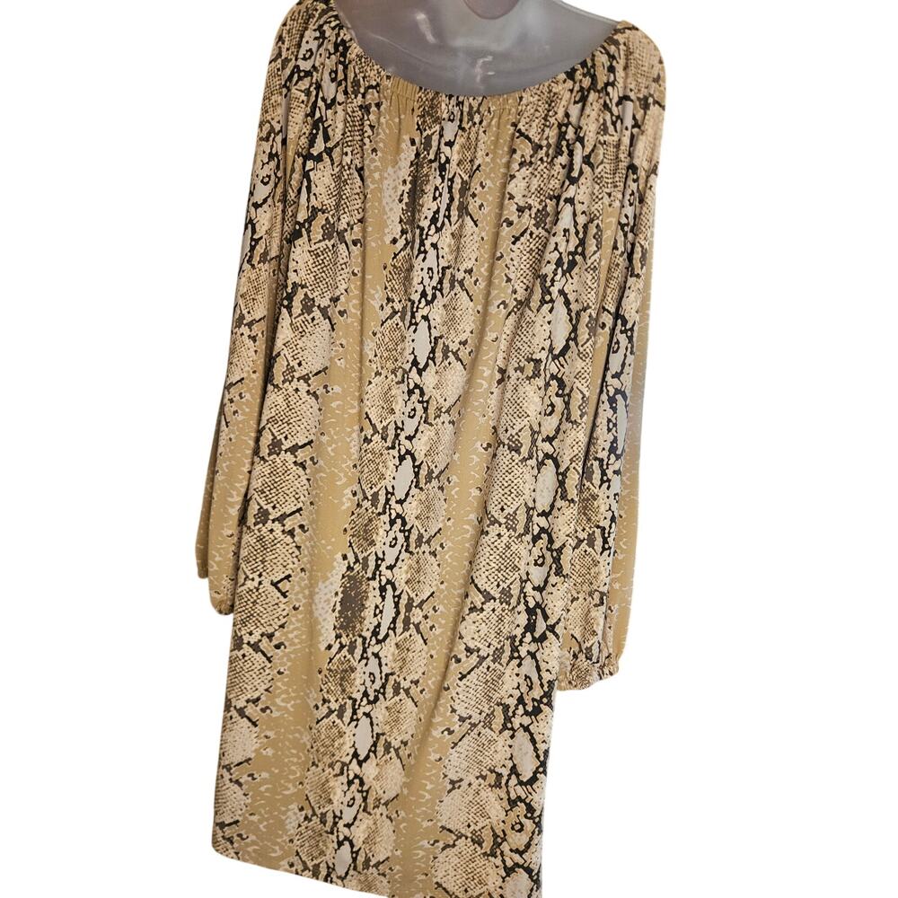 Michael Kors Snakeskin Shift Dress Sz L On or Off Shoulder Lightweight - Picture 5 of 11